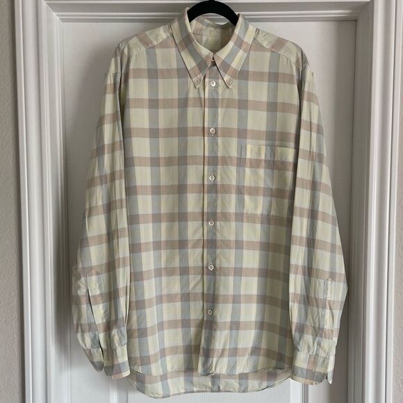 Ermenegildo Zegna Plaid Multi Long Sleeve Button Down Cotton Shirt L Italy - Picture 1 of 8